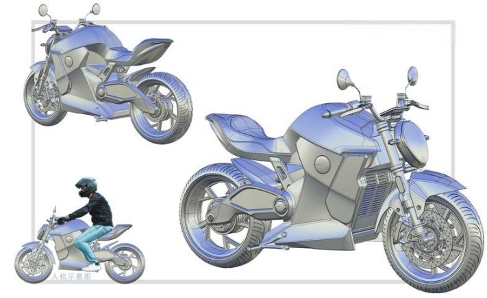 Provide sample electric motorcycle design